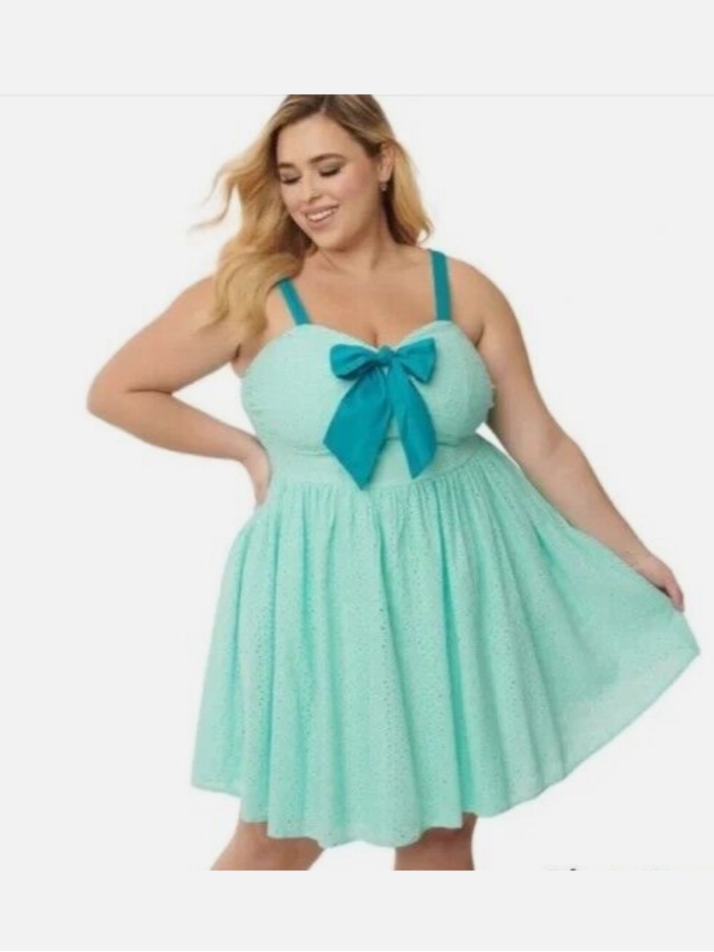 🎀 NEW! WITH TAGS! Unique Vintage Turquoise Dress with Bow SIZE 8!